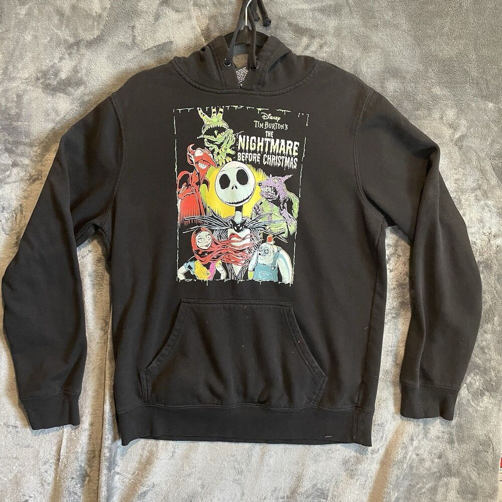 Nightmare Before Christmas Hoodie Sweatshirt Mens Medium Black Hot Topic Disney